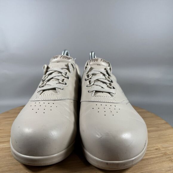 S SAS Womens Free Time Shoe Size 8 WIDE Bone Cream Leather Casual Sneaker Lace l - Picture 2 of 8